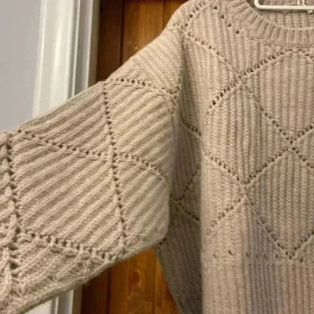 Thakoon Woman’s Argyle Pointelle Sweater In Oatmeal- 100% Wool NWT - Picture 4 of 8